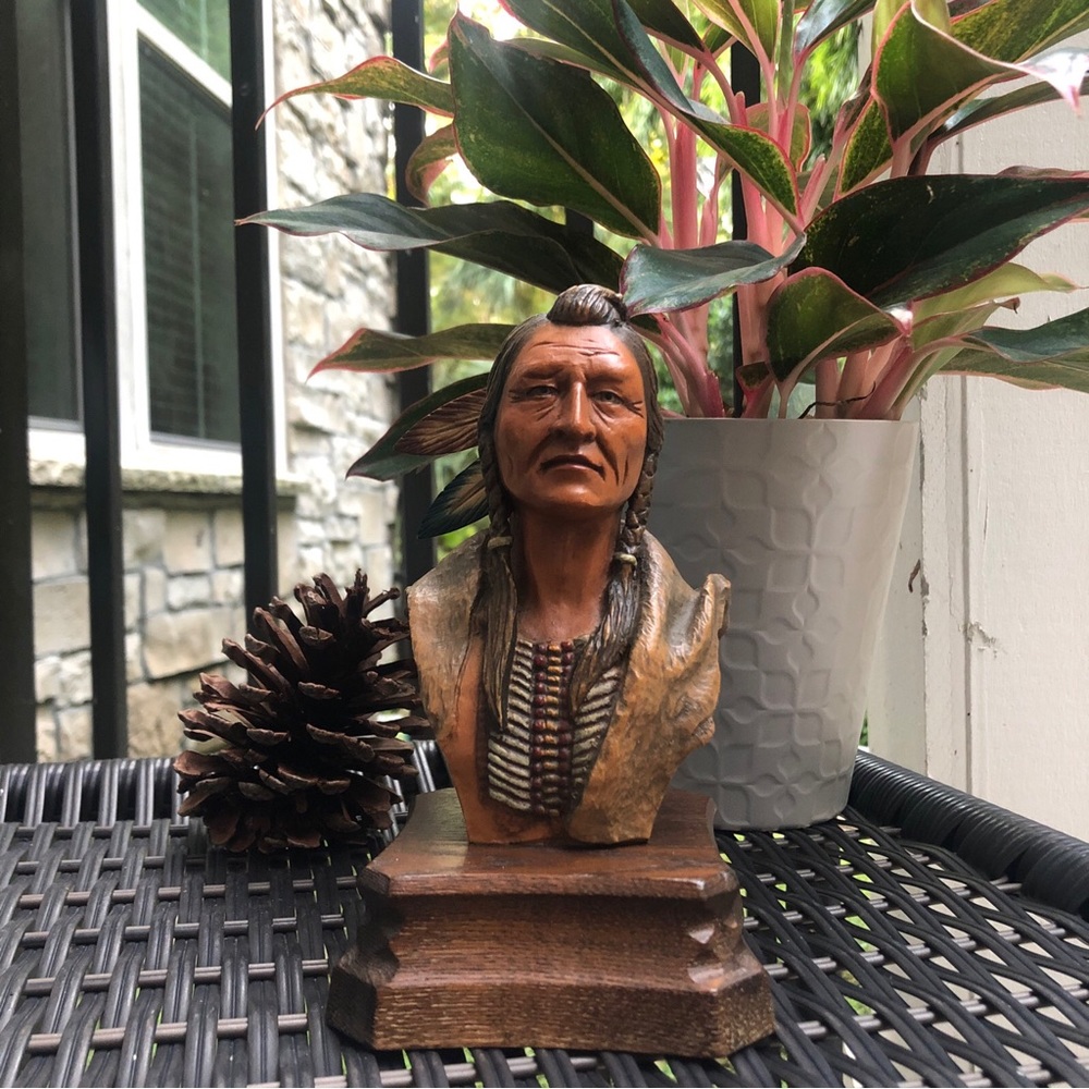 ANRI Wood Carving "Kiowa Brave" By Edward Rohn Native American Collectible Gift
